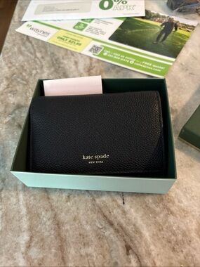 kate spade Dark gray Pebbled Leather Continental Wallet